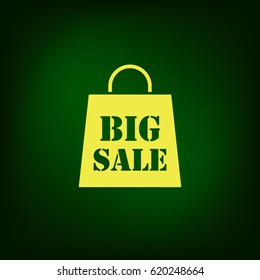 Big sale bag vector icon isolated