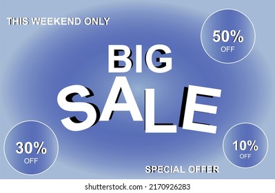 Big sale banner, up to 10%, 30% and 50% off. This weekend only, special offer