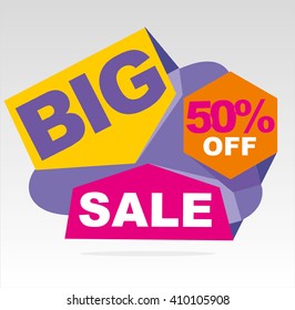 big sale banner. Banner 50%off. Vector illustration.
