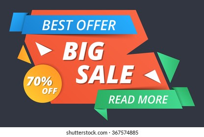 Big sale banner, 70% off, best offer, vector eps10 illustration