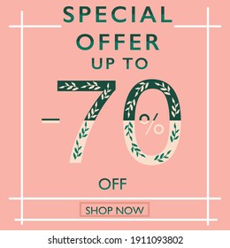 Big sale banner 70% pink