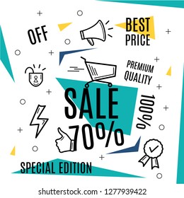 Big sale banner, best offer, vector eps10 illustration. Set of trendy flat geometric vector banners. Vivid transparent banners in retro poster design style. Red and yellow colors. Seamless pattern. - 