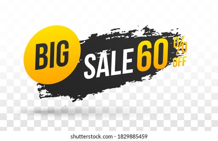 Big sale banner, best offer. Mega sale, creative flyer. Mega discount with painted trendy gradient brush strokes for advertising labels, stickers, banners, leaflets, badges, tags, posters. Vector.