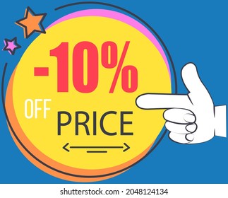 Big sale banner best price. Hot sale and discount. Special offer text and hand. New arrival, big sale and special offer. Black friday up to. Big discount with human hand pointing to advertising phrase