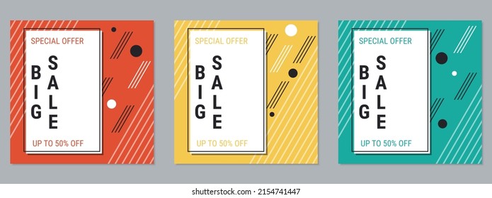 Big Sale Banner, Business Flyer, Discount Coupon, Booklet Vector Design Templates Collection