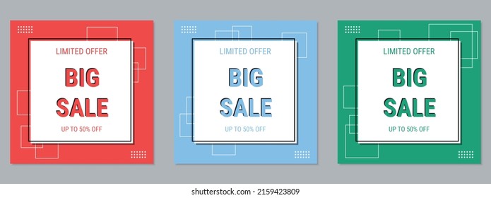 Big Sale Banner, Business Flyer, Discount Coupon, Booklet Vector Design Templates Collection