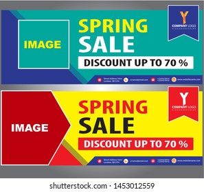 Big Sale Banner Card Horizontal Set Trendy Color Seasonal Discount