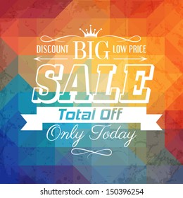 Big sale banner. Colorful geometric background with triangles. Vector EPS 10. 