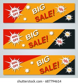 Big sale banner, coupon, gift voucher, sticker vector collection