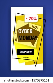 big sale banner cyber monday special offer promo marketing holiday shopping concept advertising campaign online mobile app vertical vector illustration