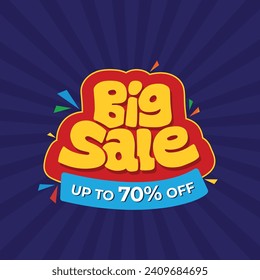 Big sale banner design with up to 70% off. Discount promotion. Business promotional poster, banner, template design. Best deal discount vector illustration. 
