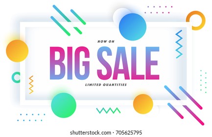 Big Sale banner design with colorful abstract geometric elements.