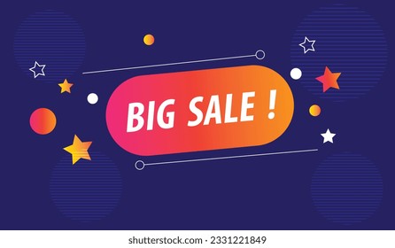 Big Sale Banner design with gradient and elements on Blue background