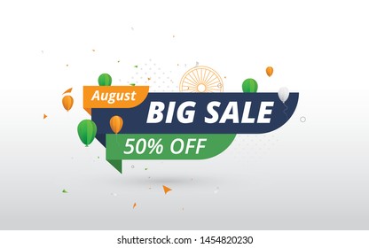 Big Sale Banner Design for Indian Independence Day Celebration with 50% Discount Tag 