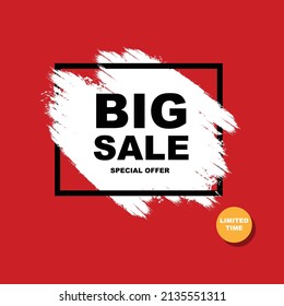 Big sale banner design with limited time discount offer vector illustration, flat clearance promotion or special deal off web banner template or flyer.