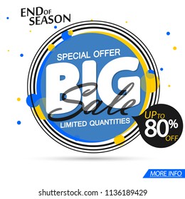 Big Sale banner design template, up to 80% off, special offer, discount tag, vector illustration