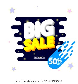 Big Sale banner design template, app icon, discount tag, up to 50% off, vector illustration 