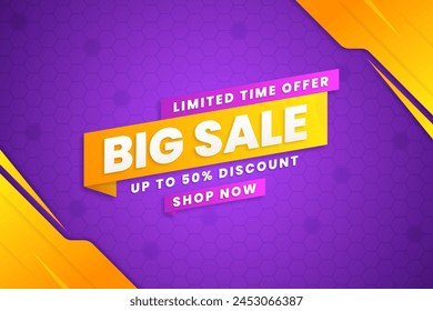 Big sale banner design template with discount isolated on abstract background