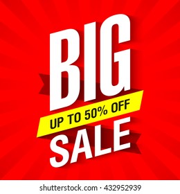 Big Sale banner design template up to 50% off. Vector illustration.