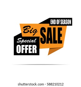 Big sale banner. Discount poster. Special offer. End of season. Vector, eps10