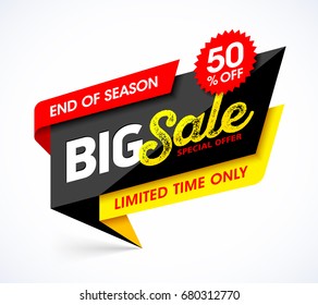 Big Sale banner. End of season special offer banner template vector illustration