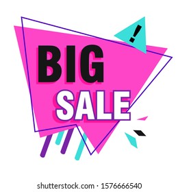 Big sale banner with exclamation mark. White background. Sale, special offer, discounts. Sale concept