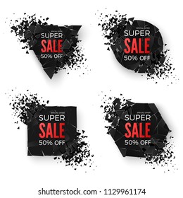 Big Sale Banner. Explode Geometric Shapes Banners. Special Offer Banner. Sale Banner Templates. Abstract Geometric Banner Templates. Vector illustration isolated on white