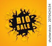 Big sale banner. Exploding wall. Vector background