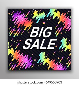 Big sale banner with flat geometric pattern. Abstract colorful background. Applicable for Banner, Placard, Poster, Flyer. Vector illustration