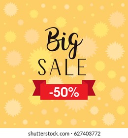 Big sale banner with flowers background.