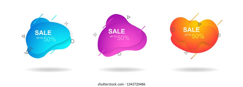 Big sale banner. Fluid gradient geometric for minimal banners, logo, flyer, poster, presentation and advertising. Abstract trendy liquid background.