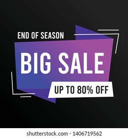 Big sale banner with geometric shapes. Promotion square banner on black background