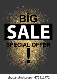 Big Sale banner with glitter splash. Vector illustration.