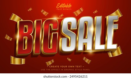 Big sale banner headline text style. Gold editable text effect