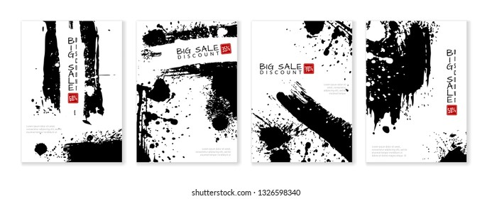 Big sale banner with ink splashes on background