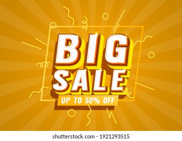 Big sale banner label, event promotion poster. Vector illustration