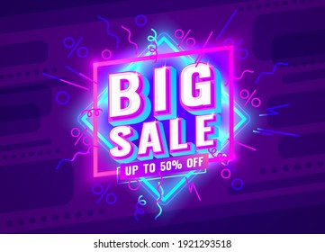 Big sale banner label, event promotion poster. Vector illustration