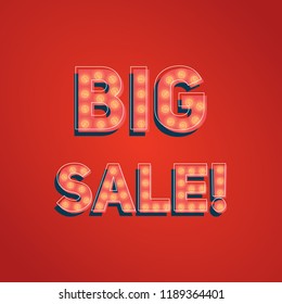 Big Sale banner with light bulbs. Vector illustration