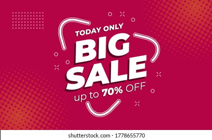 Big Sale Banner With Minimalis Design on Red Background.
Template Promotion, Poster, Voucher. Vector Illustration