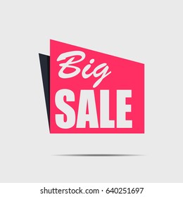 Big sale banner on a light background. White text. Red discount poster, Sale tag, label, badge, sticker, flat style. Vector illustration, eps10
