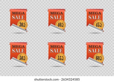 Big sale banner. On transparent background.