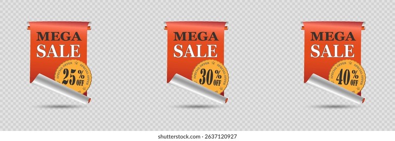 Big sale banner. On transparent background.