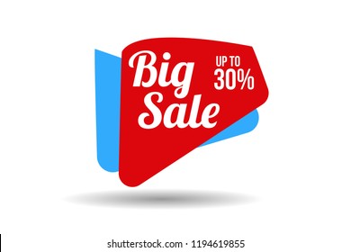 Big Sale banner. One day special offer, mega sale, discount up to 30% off. Vector illustration.