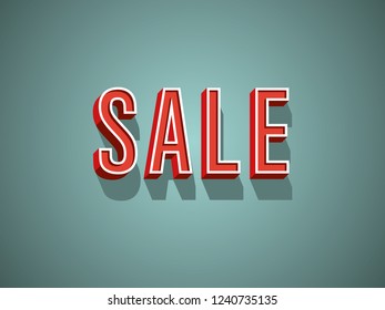 Big sale banner or poster vector with retro vintage creative extruded letters with bezels. Sale promotion, special offers and discounts advertising. Eps10 vector illustration.