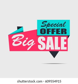 Big sale banner. Red discount poster. Special offer. Badge. Vector illustration, eps10