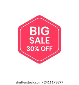 Big sale banner, red label isolated on white background. Tags, badge, ribbon for promotion. Vector illustration