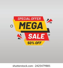 Big sale banner with red ribbon. illustration.