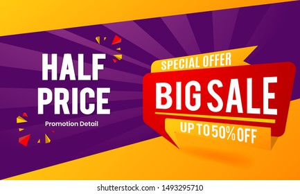 big sale banner red.Promotion template purple