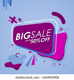 BIg Sale Banner, sales banner with a modern, dynamic and creative concept. Big sale up to 50% OFF and with editable text. bewrana purple and blue banners, vector illustration