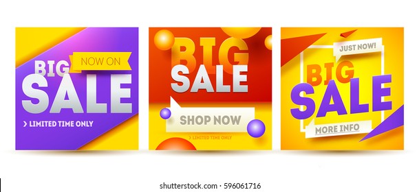 Big sale banner set. Sale and discounts. Vector illustration